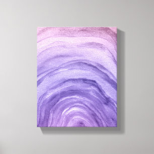 Paarse Lavendel Ombre Rainbow Abstracte Waterverf Canvas Afdruk