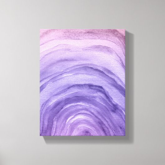 Paarse Lavendel Ombre Rainbow Abstracte Waterverf Canvas Afdruk (Voorkant)