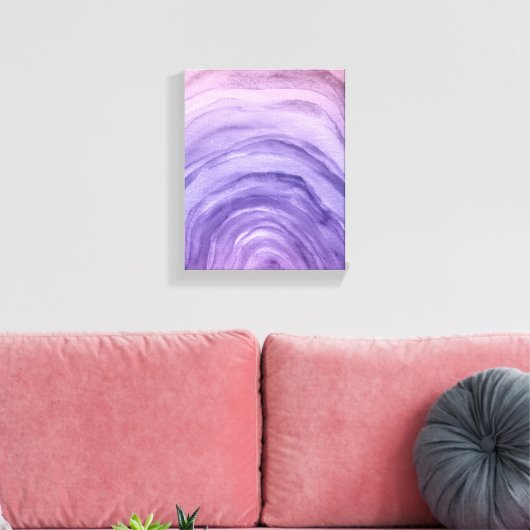 Paarse Lavendel Ombre Rainbow Abstracte Waterverf Canvas Afdruk (Insitu (Woonkamer))