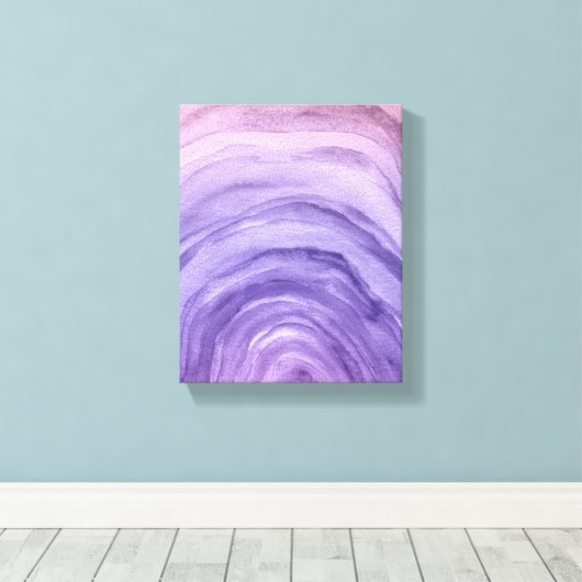 Paarse Lavendel Ombre Rainbow Abstracte Waterverf Canvas Afdruk (Insitu (Houten vloer))
