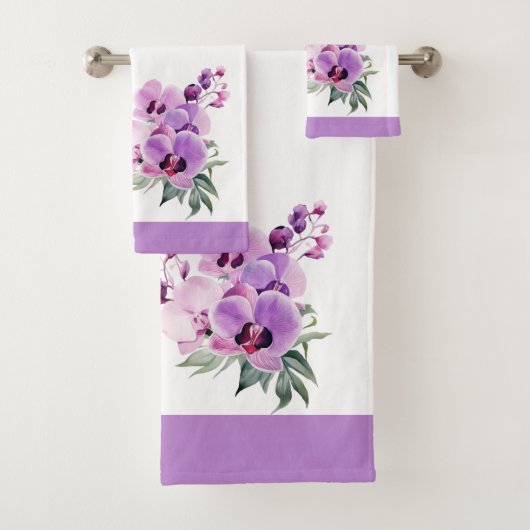 Paarse lavendel orchidee handdoek set (Insitu)