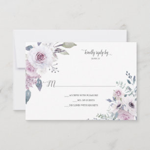 Paarse Lavendel Paarse Rozen Anemoon Waterverf RSVP Kaartje