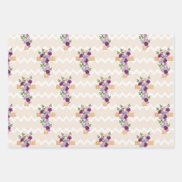 PAARSE & LAVENDEL PAASKRUIZEN WATERVERF BLOEM INPAKPAPIER VEL
