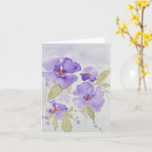 Paarse lavendel pansy bloemen - gevouwen blank kaart (Gele Bloem)