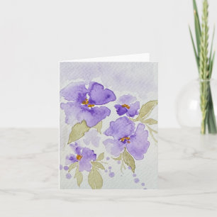 Paarse lavendel pansy bloemen - gevouwen blank kaart