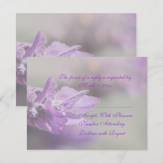 Paarse lavendel | Personaliseren RSVP Kaartje (Voorkant / Achterkant)