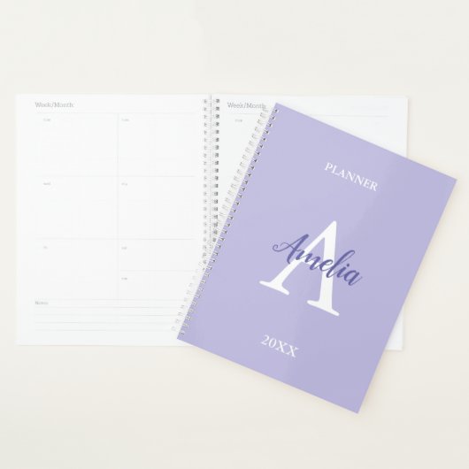 Paarse Lavendel Persoonlijke Monogram Planner (Display)
