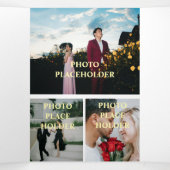 Paarse lavendel pioenroos bloem drie-delig bruids- drieluik uitnodiging (Binnenkant midden)