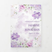 Paarse Lavendel pioenroos Bloemen Drievoudige brui Drieluik Uitnodiging (Cover)