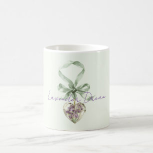 Paarse Lavendel Pistache Groen Bloemhart  Koffiemok