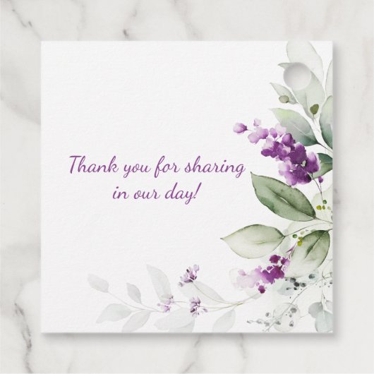 Paarse Lavendel Plant Bord Groene bladeren Bruilof Bedankjes Labels (Achterkant)