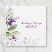 Paarse Lavendel Plant Bord Groene bladeren Bruilof Bedankjes Labels (Voorkant)