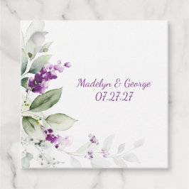 Paarse Lavendel Plant Bord Groene bladeren Bruilof Bedankjes Labels