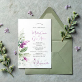 Paarse Lavendel Plant & Groene Achtergrond Wedding Kaart