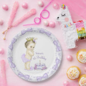 Paarse Lavendel Prinses 1e Verjaardagsfeest Papieren Bordje (Feest)