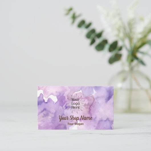 Paarse Lavendel Professioneel Visitekaartje (Staand voorkant)