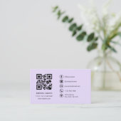 Paarse Lavendel Professionele Bedrijf Logo QR Code Visitekaartje (Staand voorkant)