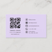 Paarse Lavendel Professionele Bedrijf Logo QR Code Visitekaartje (Voorkant)