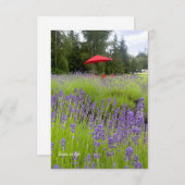 Paarse lavendel, rode paraplu notitiekaartje (Voorkant / Achterkant)