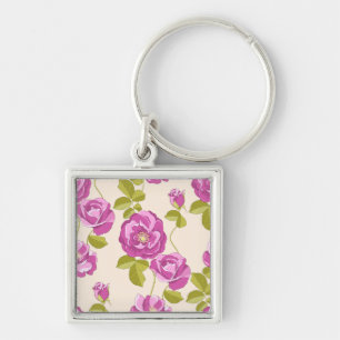 Paarse lavendel roos bloem sleutelhanger
