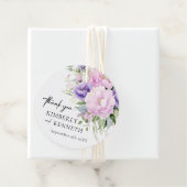Paarse Lavendel Roze Bloemen Dank u Bruiloft Bedankjes Labels (In situ)