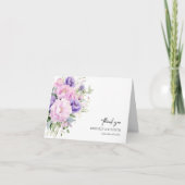 Paarse Lavendel Roze Bloemen Dank u Bruiloft Bedankkaart (Voorkant)