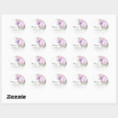 Paarse Lavendel Roze Bloemen Dank u Bruiloft Ronde Sticker (Vel)