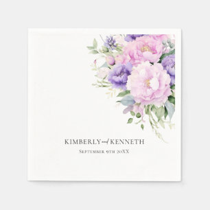 Paarse Lavendel Roze Bloemen Dank u Bruiloft Servet