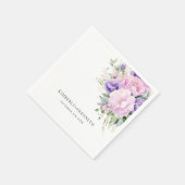 Paarse Lavendel Roze Bloemen Dank u Bruiloft Servet (Hoek)