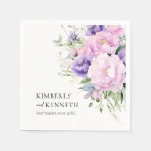 Paarse Lavendel Roze Bloemen Dank u Bruiloft Servet (Voorkant)