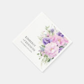 Paarse Lavendel Roze Bloemen Dank u Bruiloft Servet (Hoek)