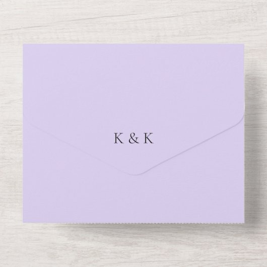 Paarse Lavendel Roze Bloemen RSVP QR code Bruiloft All In One Uitnodiging (Achterkant)