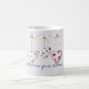 Paarse Lavendel Roze Bloemhartjes Crème Bogen Koffiemok