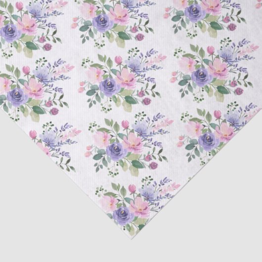 Paarse lavendel roze bloemige bruiloft tissuepapier (Detail)