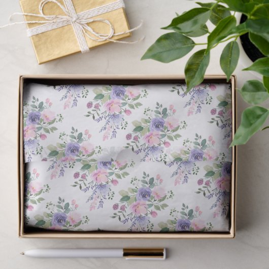Paarse lavendel roze bloemige bruiloft tissuepapier (Geschenk)