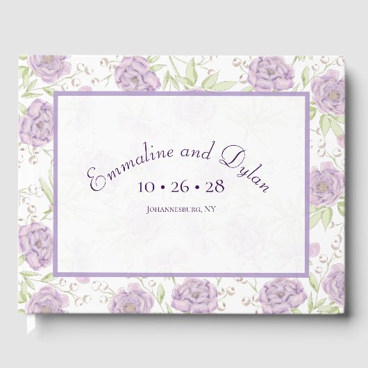 Paarse Lavendel Roze Bruiloft Gastenboek (Voorkant)