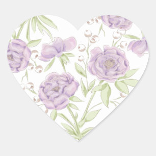 Paarse Lavendel Roze Bruiloft Hart Sticker