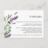 Paarse Lavendel Rustieke Bloemen Trouwdetails Informatiekaartje (Voorkant)