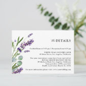 Paarse Lavendel Rustieke Bloemen Trouwdetails Informatiekaartje (Staand voorkant)