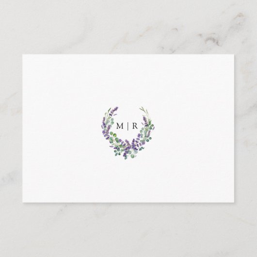 Paarse Lavendel Rustieke Bloemen Trouwdetails Informatiekaartje (Achterkant)
