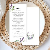 Paarse Lavendel Rustieke Bloemen Trouwmenu Menu