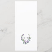 Paarse Lavendel Rustieke Bloemen Trouwmenu Menu (Achterkant)