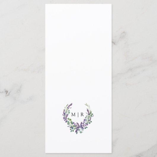 Paarse Lavendel Rustieke Bloemen Trouwmenu Menu (Achterkant)
