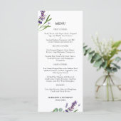 Paarse Lavendel Rustieke Bloemen Trouwmenu Menu (Staand voorkant)