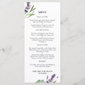 Paarse Lavendel Rustieke Bloemen Trouwmenu Menu (Voorkant)