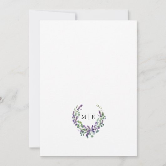 Paarse Lavendel Rustieke Bloemen Waterverf bruilof Kaart (Achterkant)