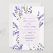 Paarse Lavendel Rustieke Budget QR Code Trouwen Kaart (Voorkant)