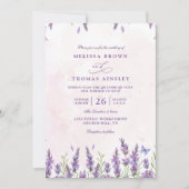Paarse Lavendel Rustieke Elegante QR Code Trouw Kaart (Voorkant)