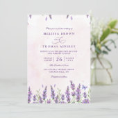 Paarse Lavendel Rustieke Elegante QR Code Trouw Kaart (Staand voorkant)