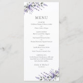 Paarse Lavendel Rustieke Trouwplattegrond Menu (Voorkant)
